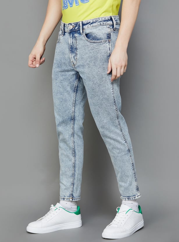 FLYING MACHINE Men Acid Washed Relaxed Tapered Fit Jeans