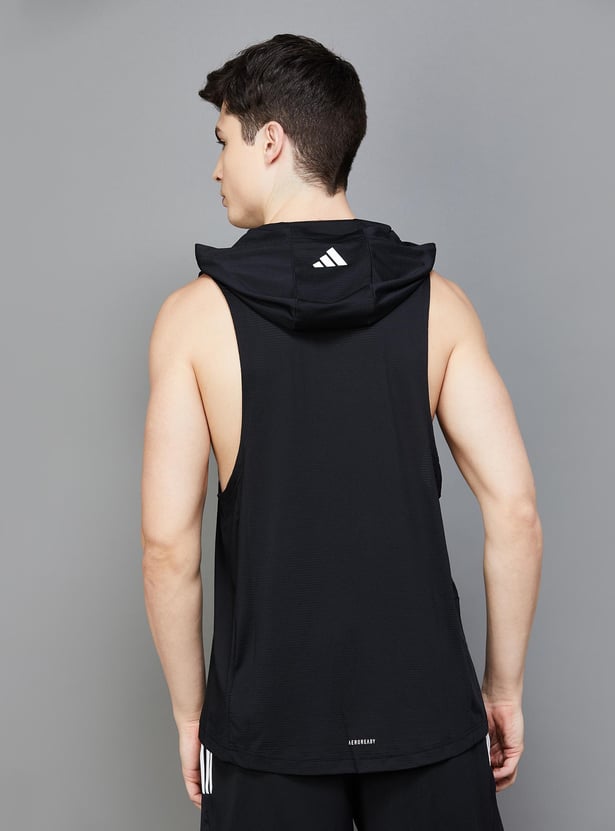 ADIDAS Men Printed Hooded Sports T-shirt