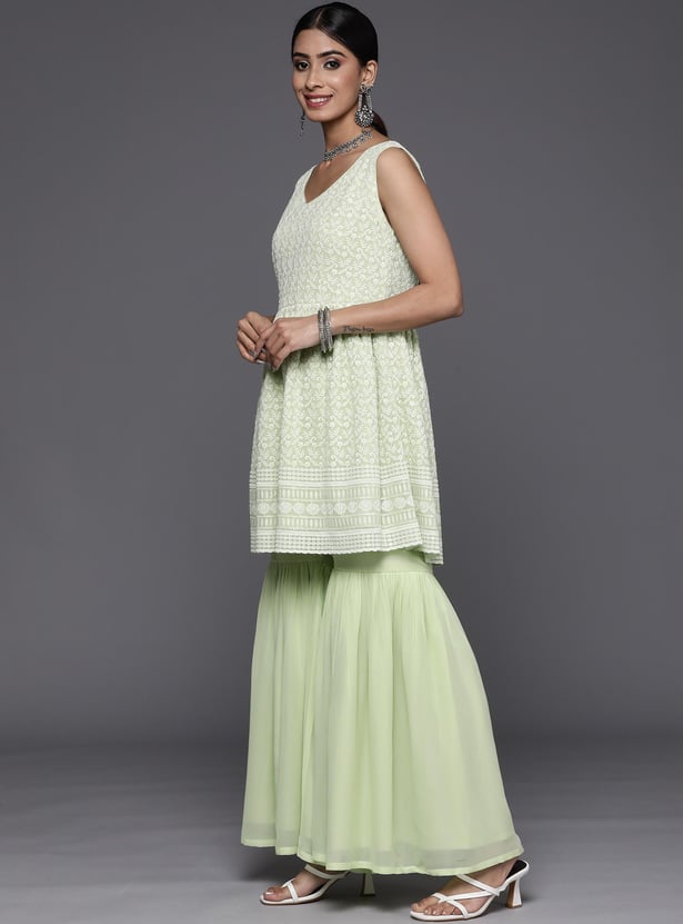 LIBAS Women Embroidered A-line Kurta Set