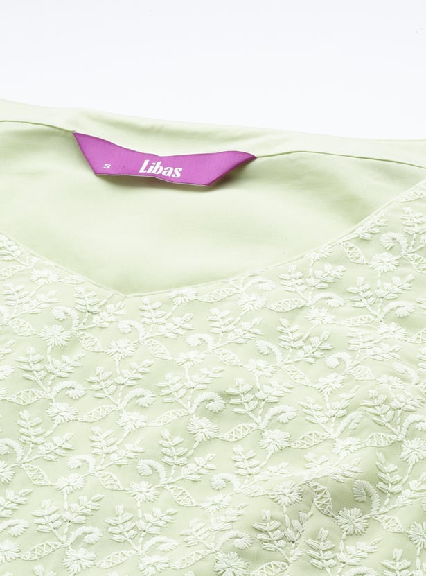 LIBAS Women Embroidered A-line Kurta Set