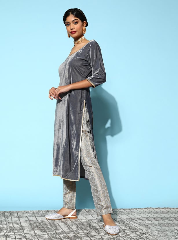 Buy LIBAS Women Solid Velvet Kurta Set from Libas at just INR 3999.0