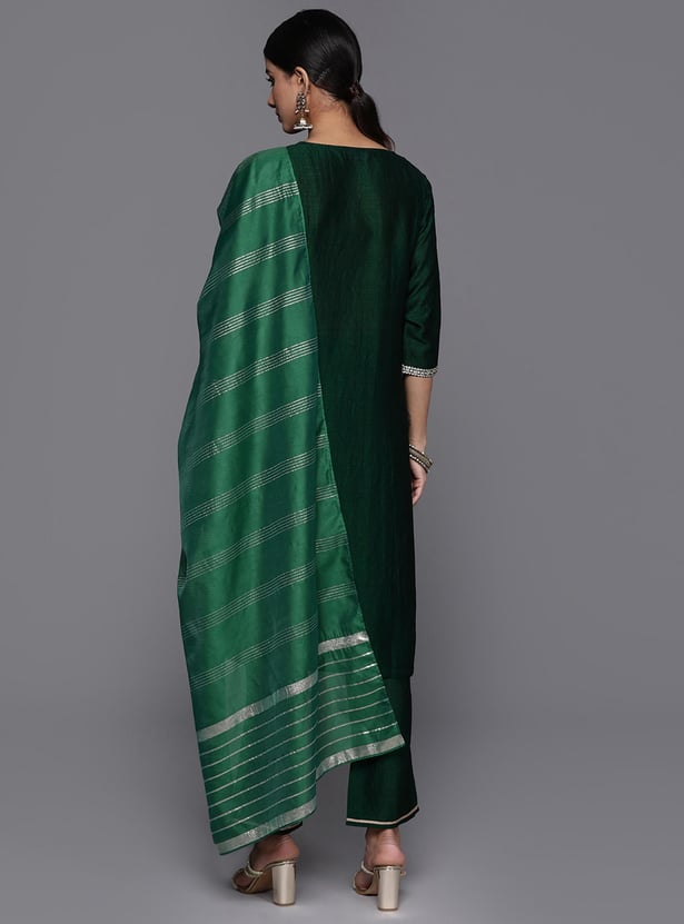 LIBAS Women Embroidered Straight Kurta Set