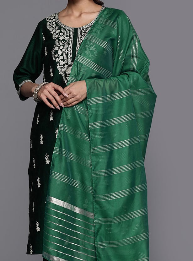LIBAS Women Embroidered Straight Kurta Set