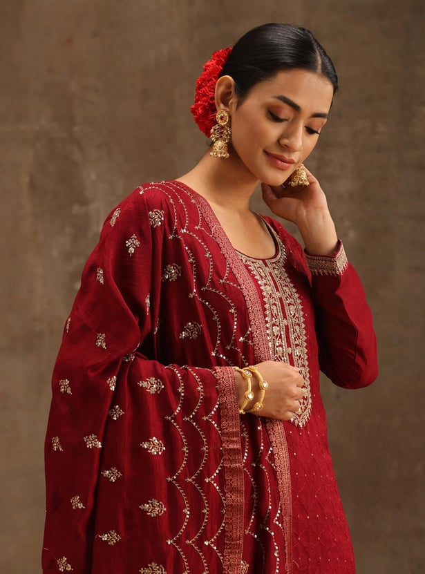 LIBAS Women Embroidered Straight Kurta Set