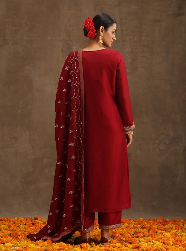 LIBAS Women Embroidered Straight Kurta Set