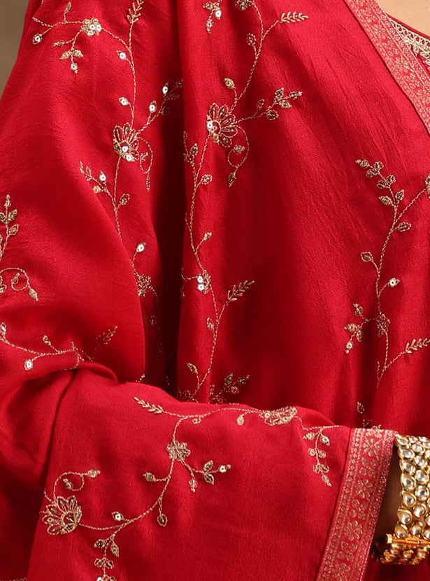 LIBAS Women Embroidered Straight Kurta Set