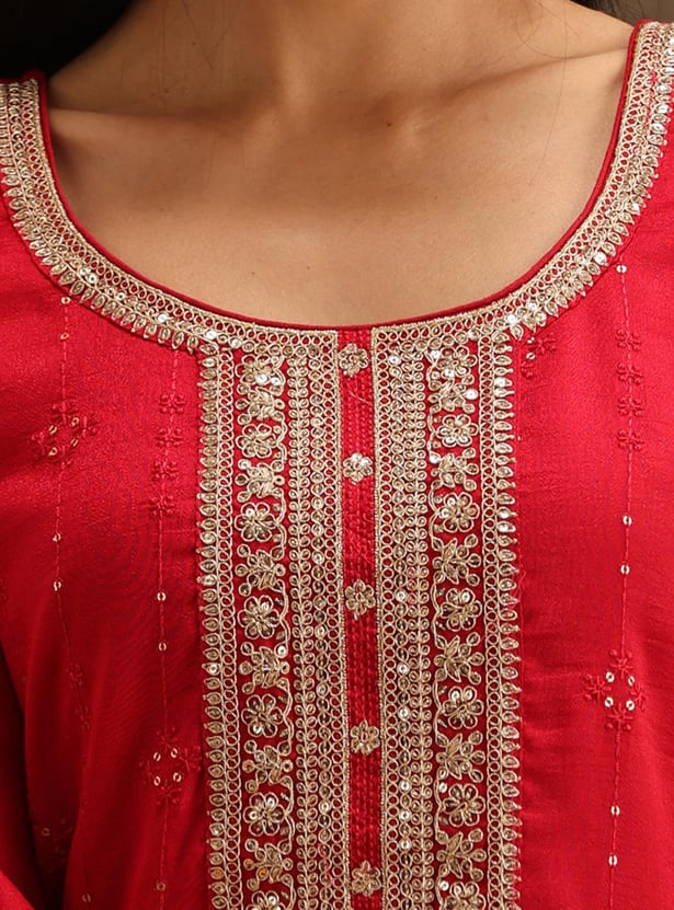 LIBAS Women Embroidered Straight Kurta Set