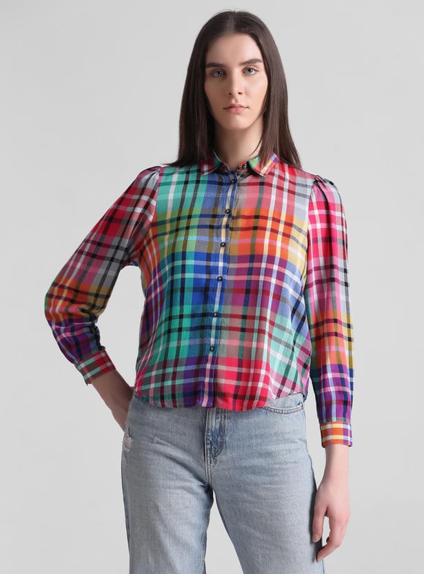 ONLY Women Checked Regular Fit Shirt