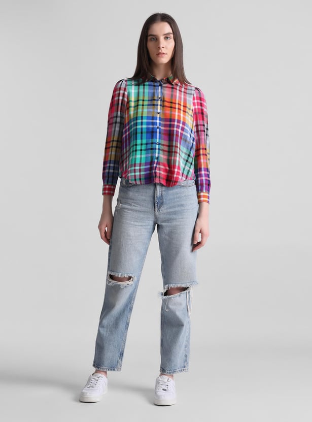 ONLY Women Checked Regular Fit Shirt