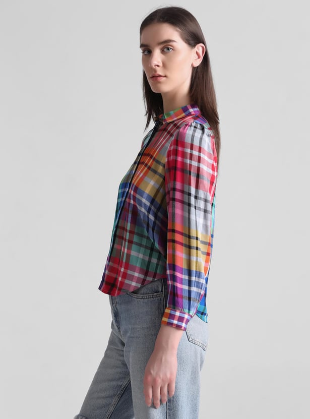 ONLY Women Checked Regular Fit Shirt