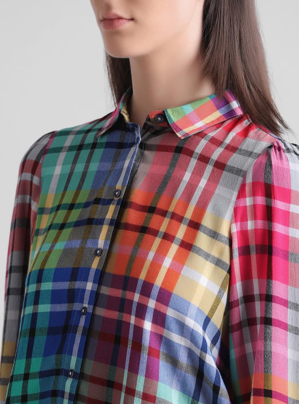 ONLY Women Checked Regular Fit Shirt
