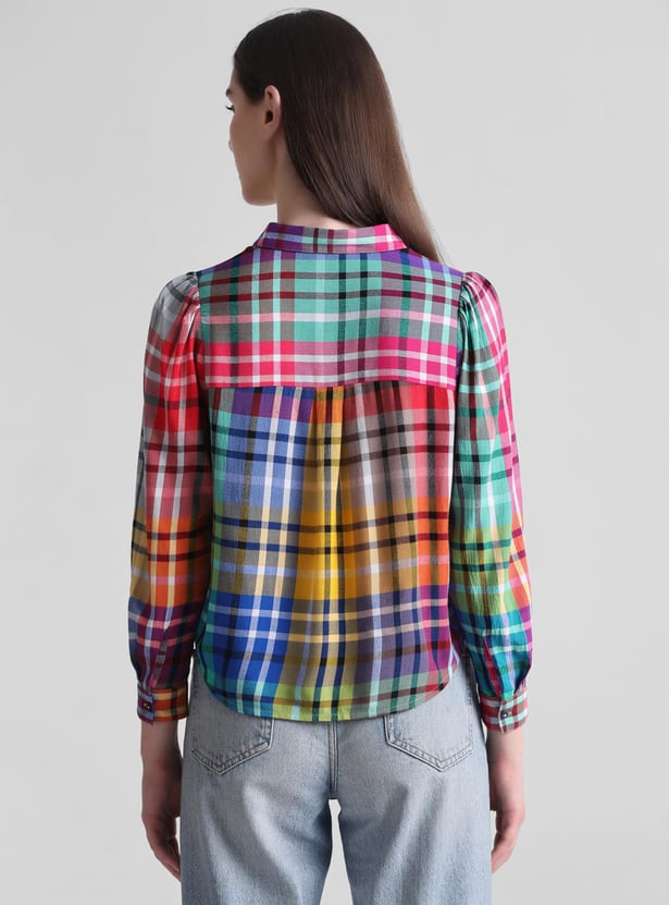 ONLY Women Checked Regular Fit Shirt