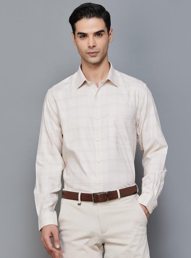 ARROW Men Checked Regular Fit Cotton Formal Shirt