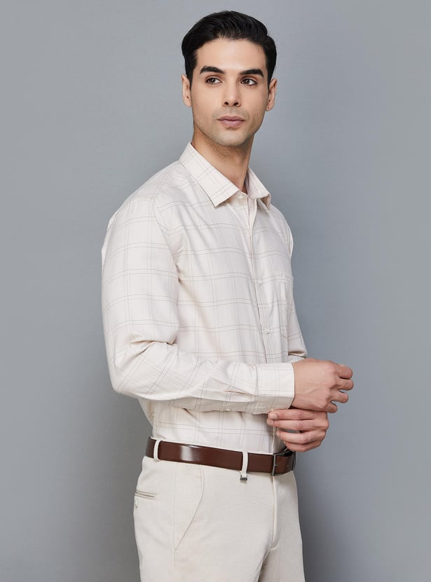 ARROW Men Checked Regular Fit Cotton Formal Shirt