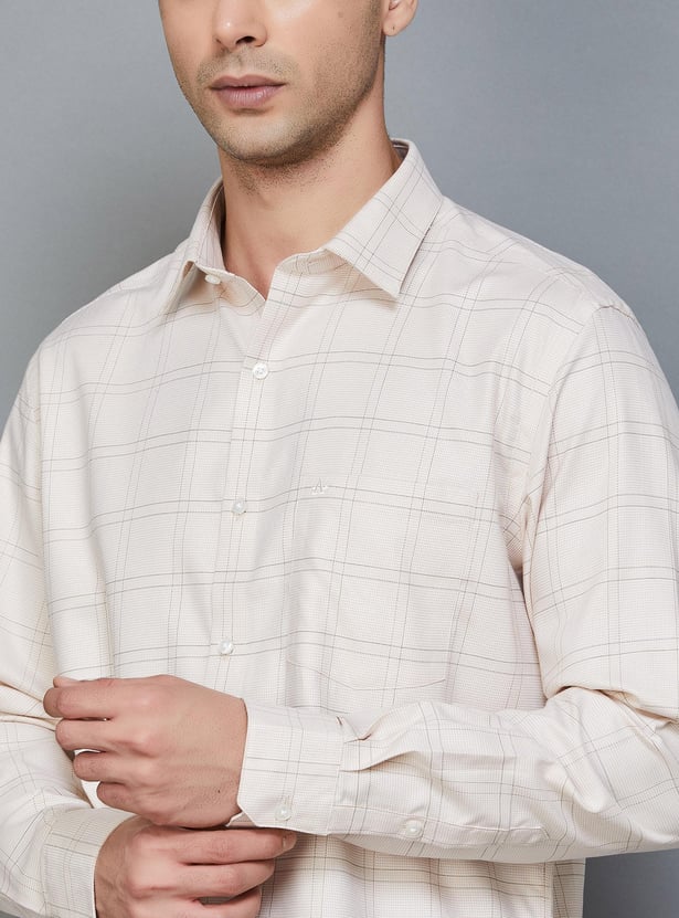 ARROW Men Checked Regular Fit Cotton Formal Shirt