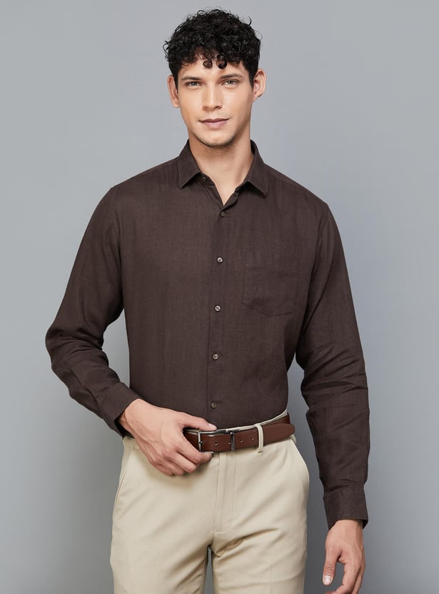 トップス Coherence VENON-D (Brown check, size S) Buy Men Maroon Slim Fit Check Full Sleeves Formal Shirt