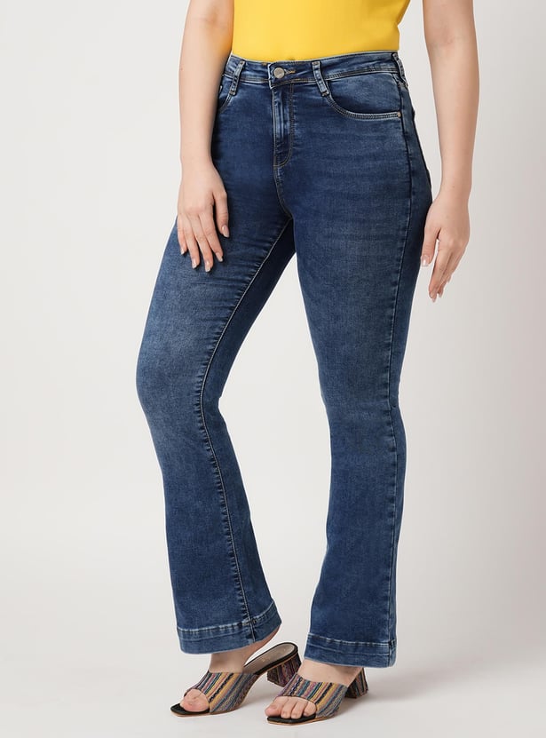 KRAUS Women Medium Washed Flared Jeans