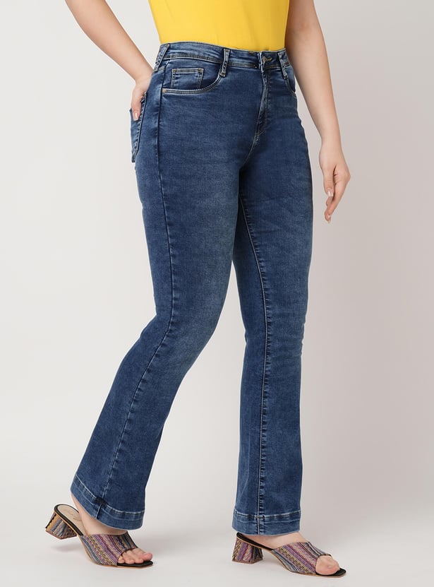 KRAUS Women Medium Washed Flared Jeans