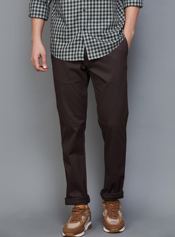 BLACKBERRYS CASUAL Men Printed Slim Straight Casual Trousers