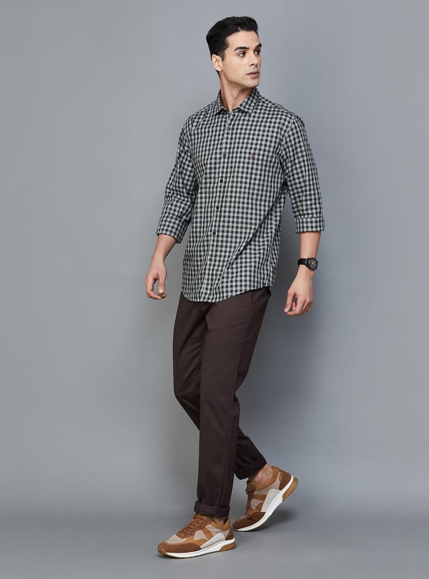 BLACKBERRYS CASUAL Men Printed Slim Straight Casual Trousers