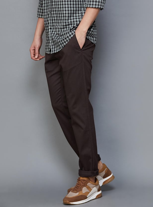 BLACKBERRYS CASUAL Men Printed Slim Straight Casual Trousers