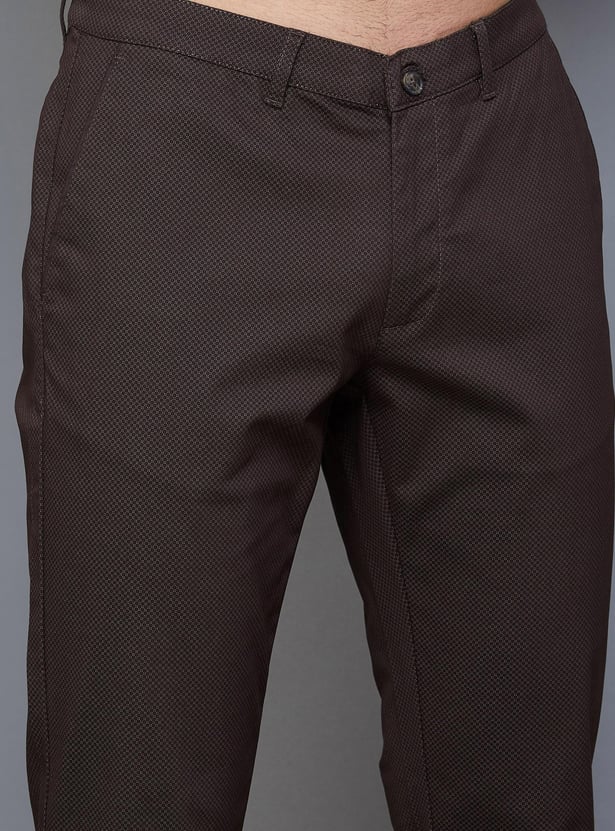 BLACKBERRYS CASUAL Men Printed Slim Straight Casual Trousers