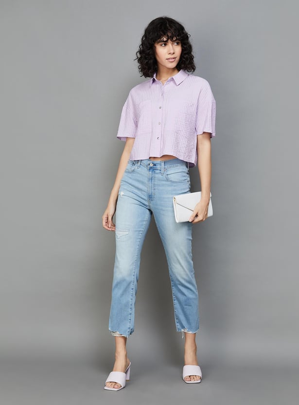 LEVI'S Women Stonewashed Straight Fit Jeans