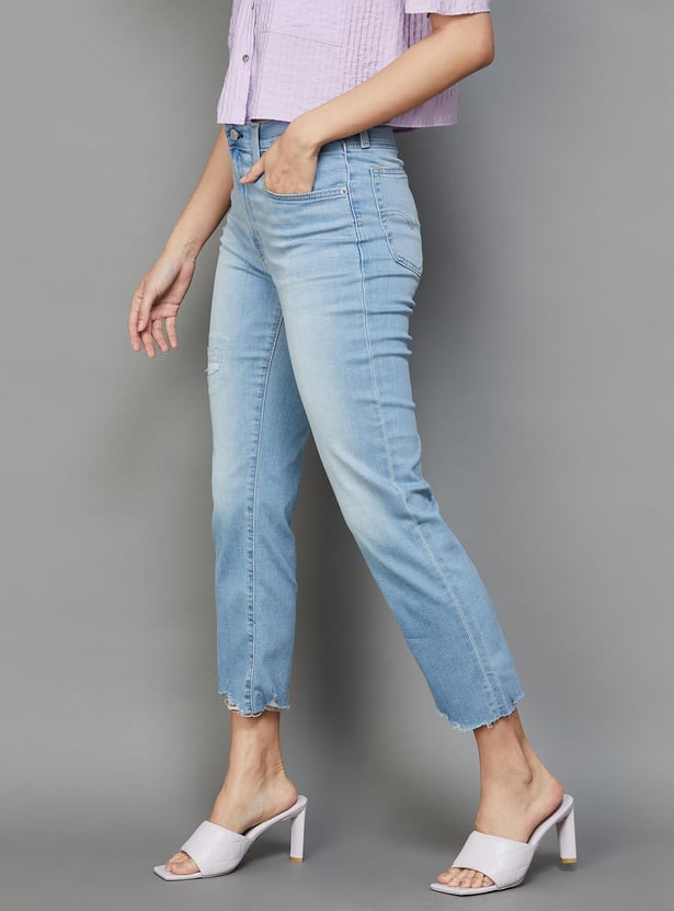 LEVI'S Women Stonewashed Straight Fit Jeans