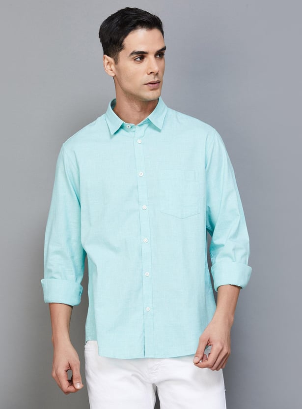 INDIAN TERRAIN Men Solid Slim Fit Casual Shirt