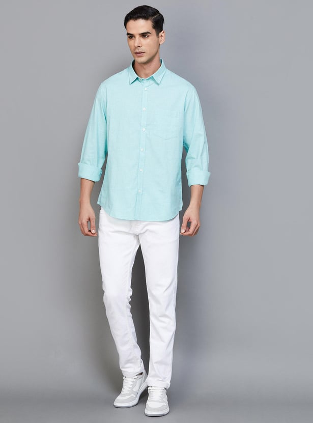 INDIAN TERRAIN Men Solid Slim Fit Casual Shirt