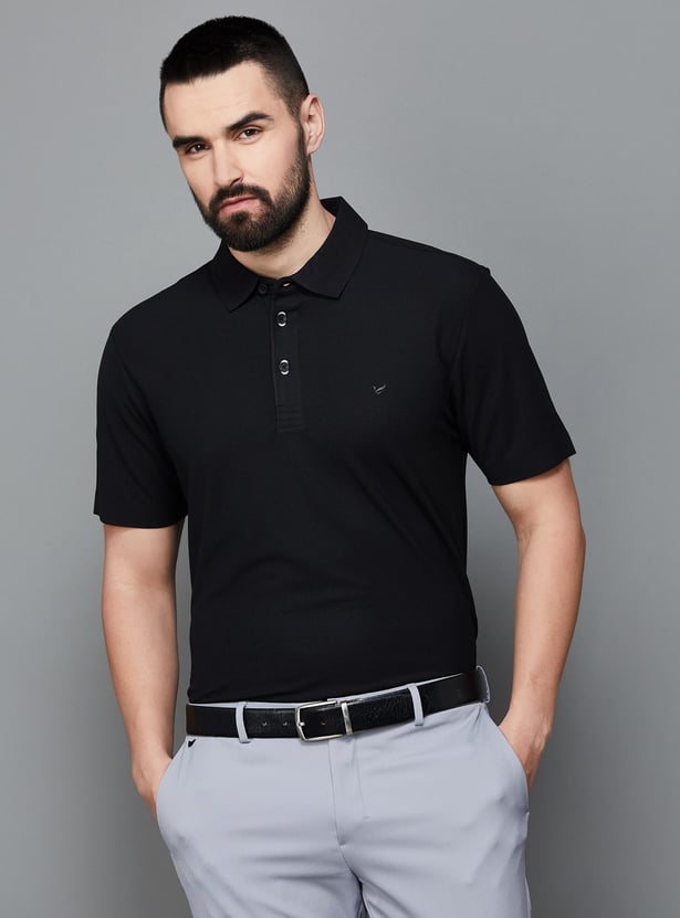 BLACKBERRYS Men Solid Slim Fit Polo T-shirt