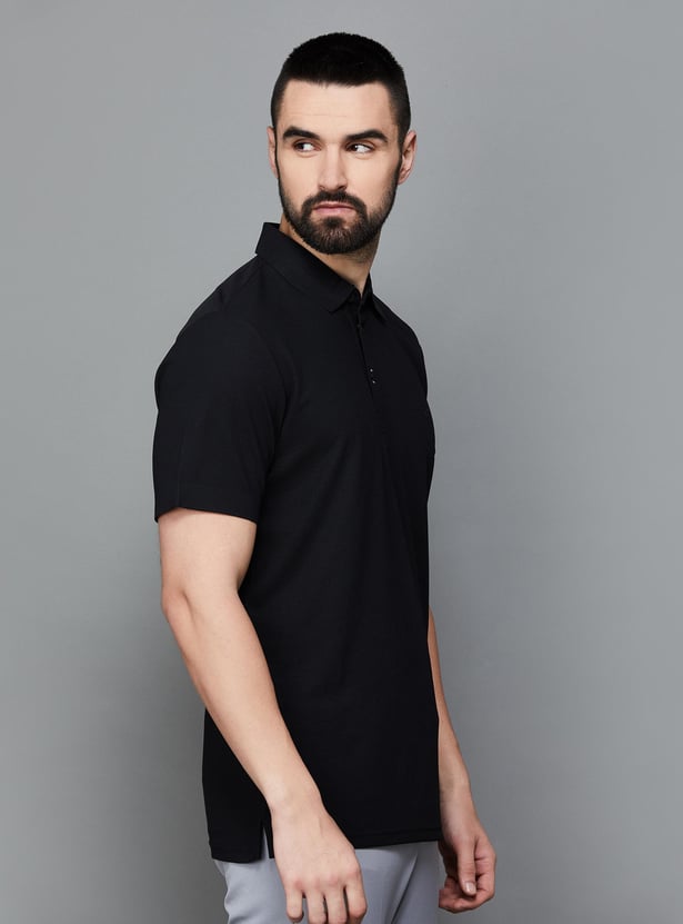 BLACKBERRYS Men Solid Slim Fit Polo T-shirt
