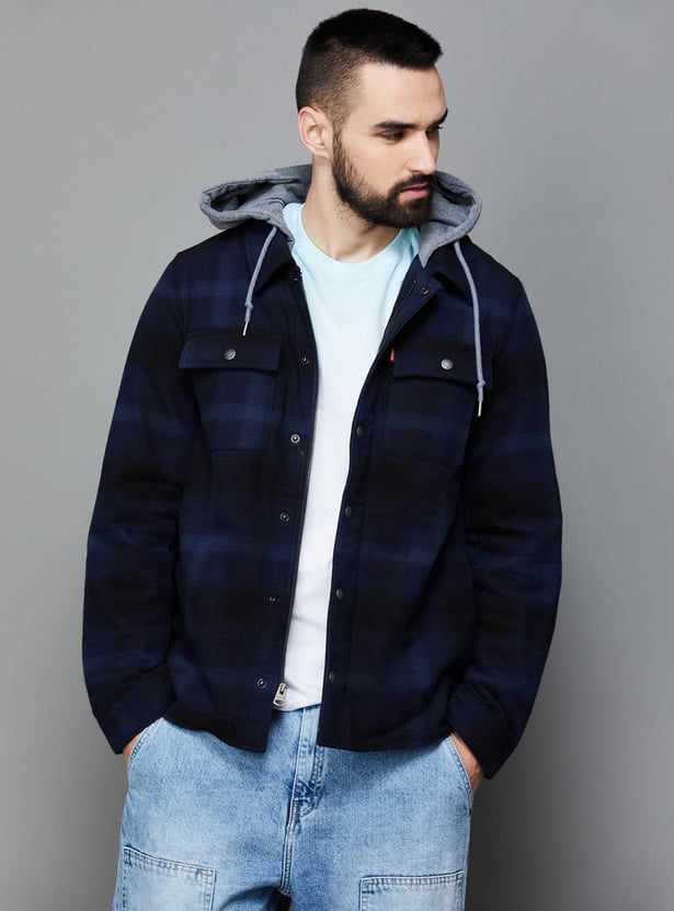 Denim Jacket Levi's Hooded Parka Denim Hooded Padded Jacket