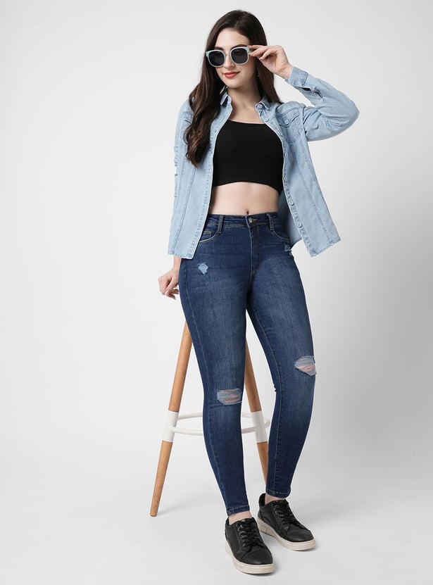 KRAUS Women Distressed Skinny Fit Jeans