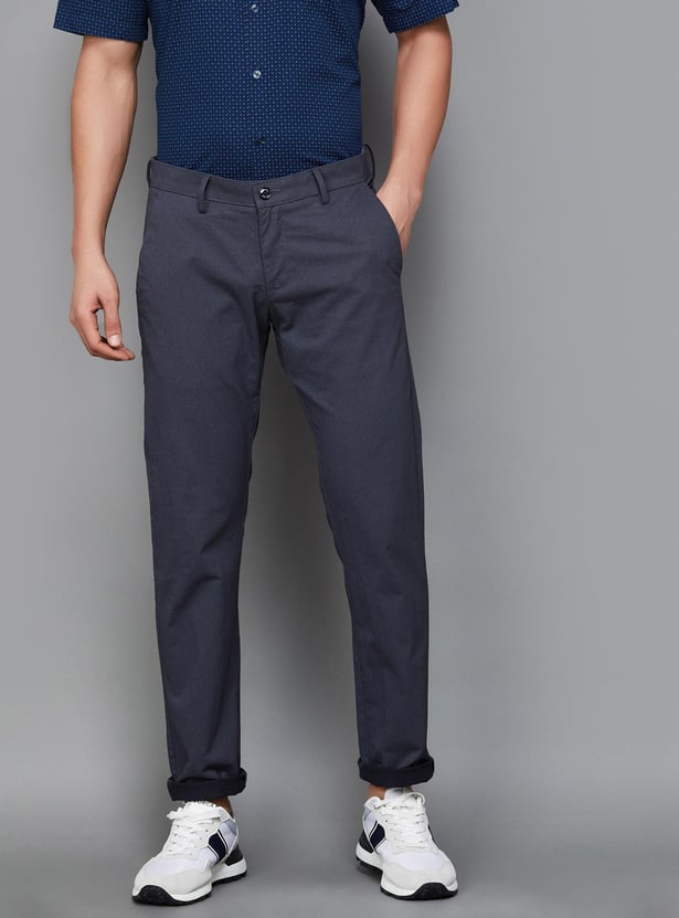 ALLEN SOLLY Men Solid Slim Straight Casual Trousers
