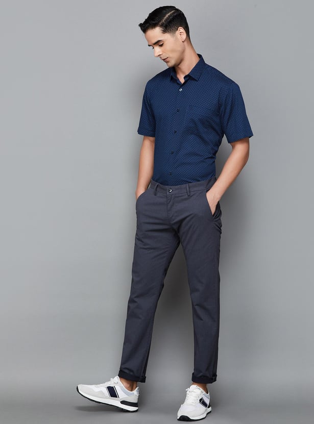 ALLEN SOLLY Men Solid Slim Straight Casual Trousers