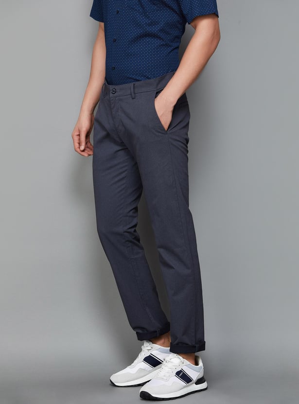 ALLEN SOLLY Men Solid Slim Straight Casual Trousers