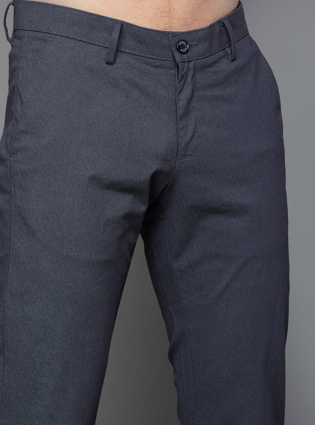 ALLEN SOLLY Men Solid Slim Straight Casual Trousers
