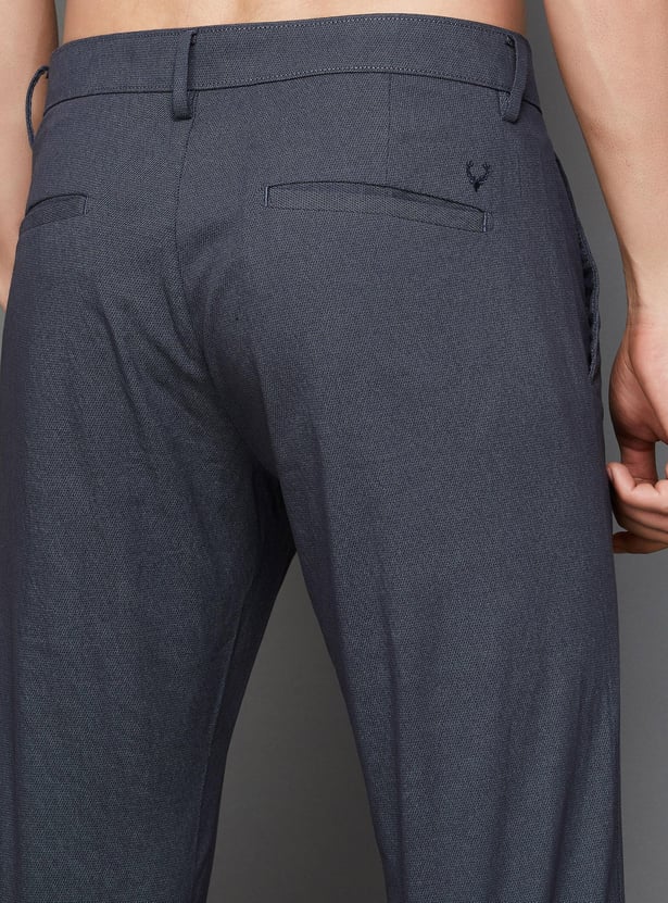 ALLEN SOLLY Men Solid Slim Straight Casual Trousers