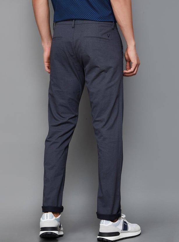 ALLEN SOLLY Men Solid Slim Straight Casual Trousers