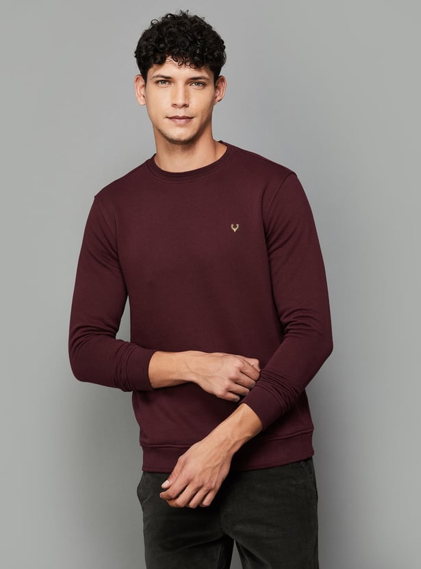 ALLEN SOLLY Men Solid Crew Neck Sweatshirt