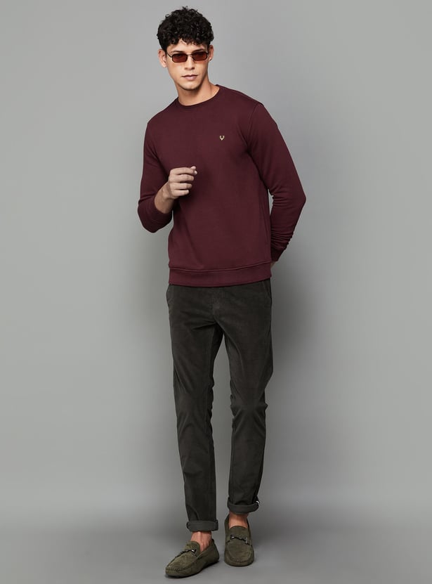ALLEN SOLLY Men Solid Crew Neck Sweatshirt
