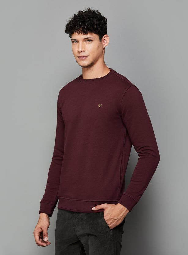 ALLEN SOLLY Men Solid Crew Neck Sweatshirt