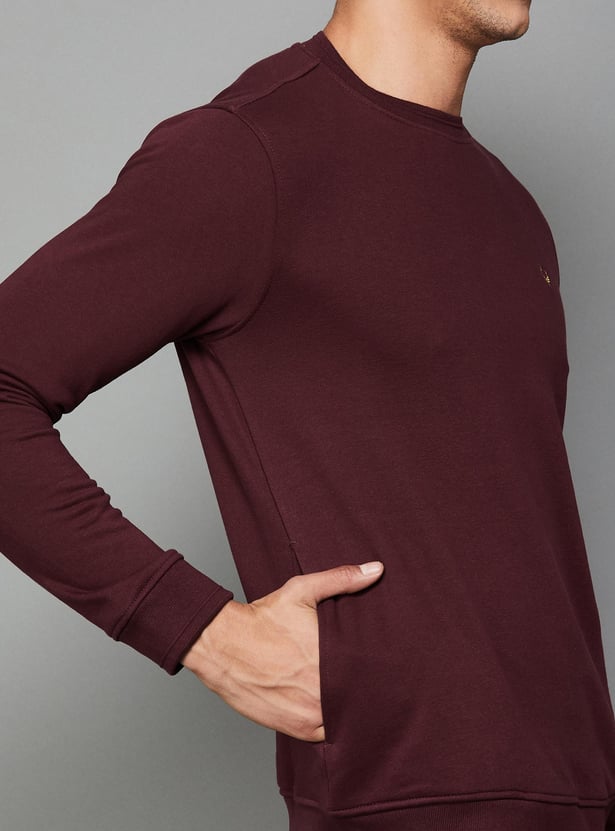 ALLEN SOLLY Men Solid Crew Neck Sweatshirt