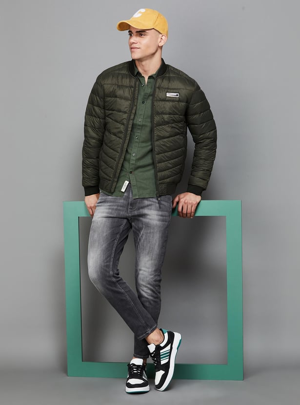 Buy JACK JONES Men Solid Bomber Jacket from JACK JONES at just