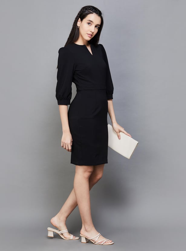 chinese dress ladies Van Heusen Women Women's Polyester Blend Modern Above The Knee Dress  (VWDRCRGF144609_Grey main image 1