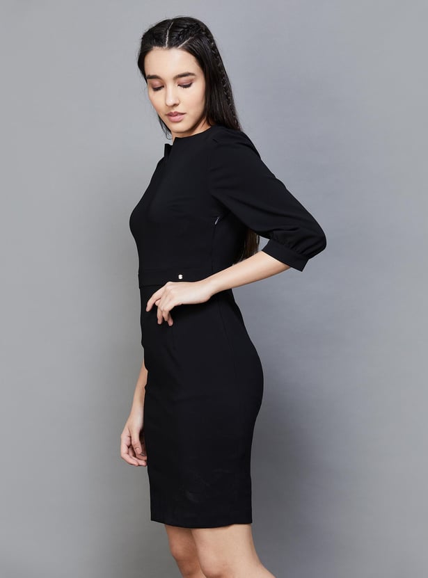 chinese dress ladies Van Heusen Women Women's Polyester Blend Modern Above The Knee Dress  (VWDRCRGF144609_Grey