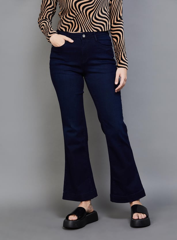 KRAUS Women Dark Washed Flared Jeans
