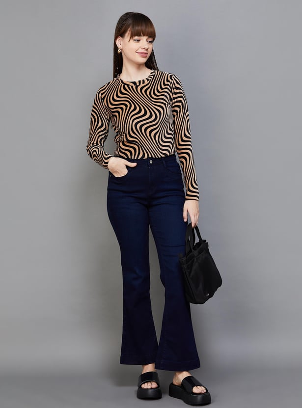 KRAUS Women Dark Washed Flared Jeans