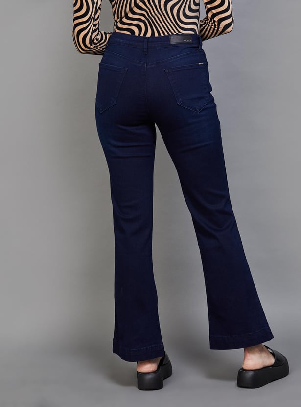 KRAUS Women Dark Washed Flared Jeans